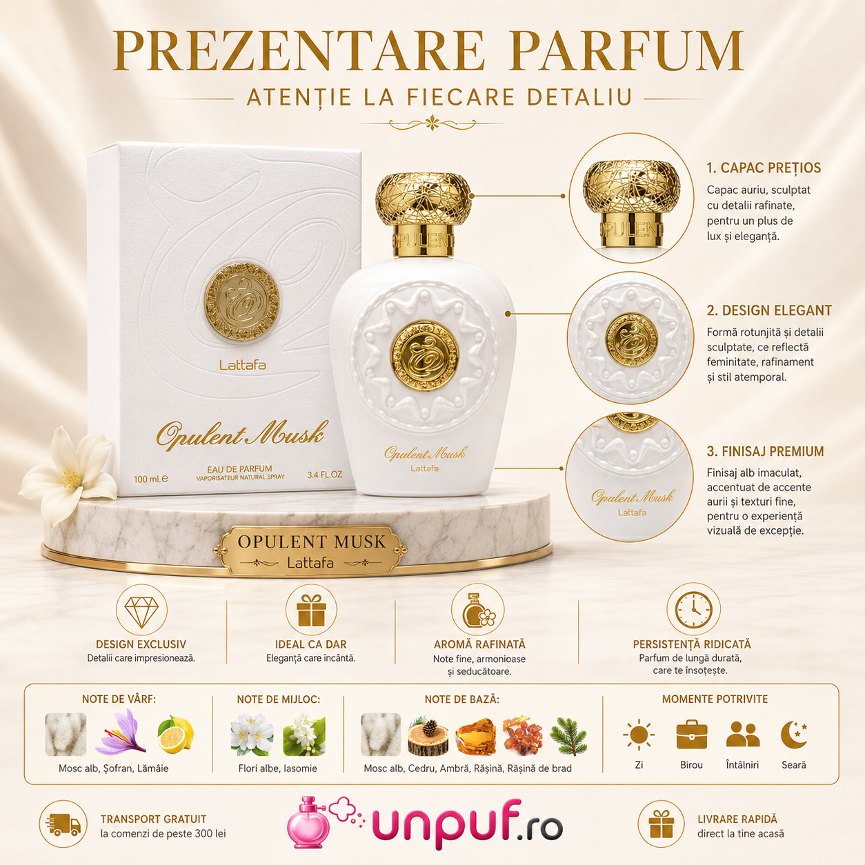 Parfum Arăbesc Opulent Musk Lattafa 100 ml apă de parfum unisex pentru damă și bărbat